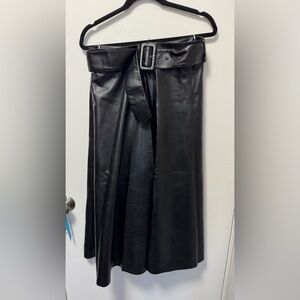 Zara Black Leather midi skirt